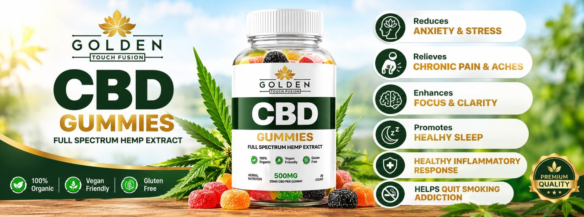 Supplied Golden Touch Fusion CBD Gummies promotional image